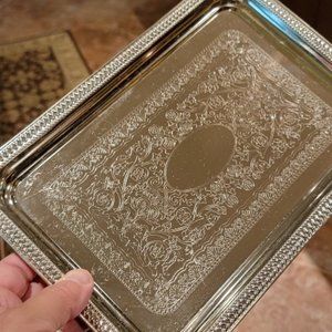 20 Rectangular Serving Tray Chrome 11 x 8